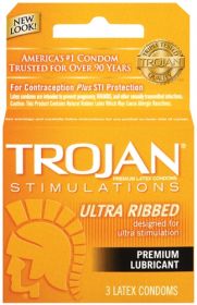 Trojan Stimulations Ultra Ribbed Lubricated Condoms - 3 Pack