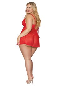 Babydoll and G-String - Queen Size - Lipstick Red