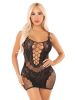 Black Lace and Net Mini Dress - With Dual Strap Detail - Os