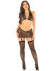 Black 3pc Bra Top, Garter Skirt, and Stockings - Os