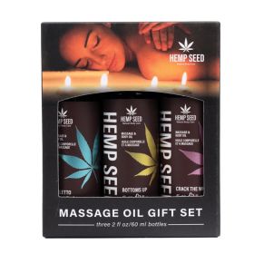 Hemp Seed Massage Oil Valentine Gift Set - 3 Pack - 2oz Bottles