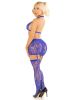 Blue 3pc Bra Top, Garter Skirt, and Stockings - Os