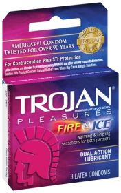 Trojan Fire and Ice Dual Action Lubricated Condoms - 3 Pack