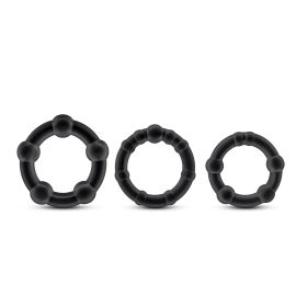 Stay Hard - Beaded Cock Rings - 3 Pack - Black